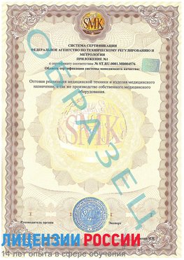 Образец сертификата соответствия (приложение) Шахты Сертификат ISO 13485